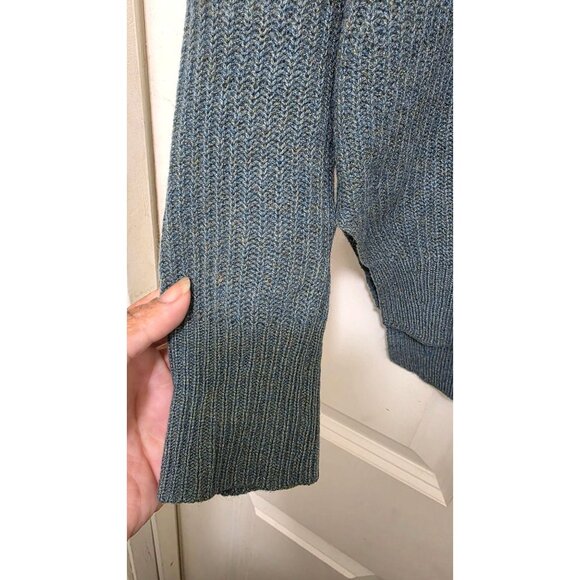 White + Warren Blue/Green Fishermen Utility Knit Sweater Women's Size M - Picture 5 of 8